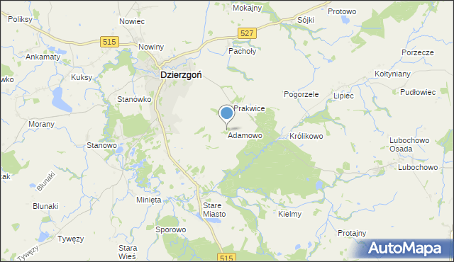 mapa Adamowo, Adamowo gmina Stary Dzierzgoń na mapie Targeo